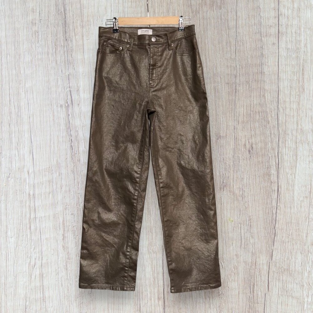 Banana Republic High Rise Straight Metallic Coated Jeans Bronze 29/8 Holiday
